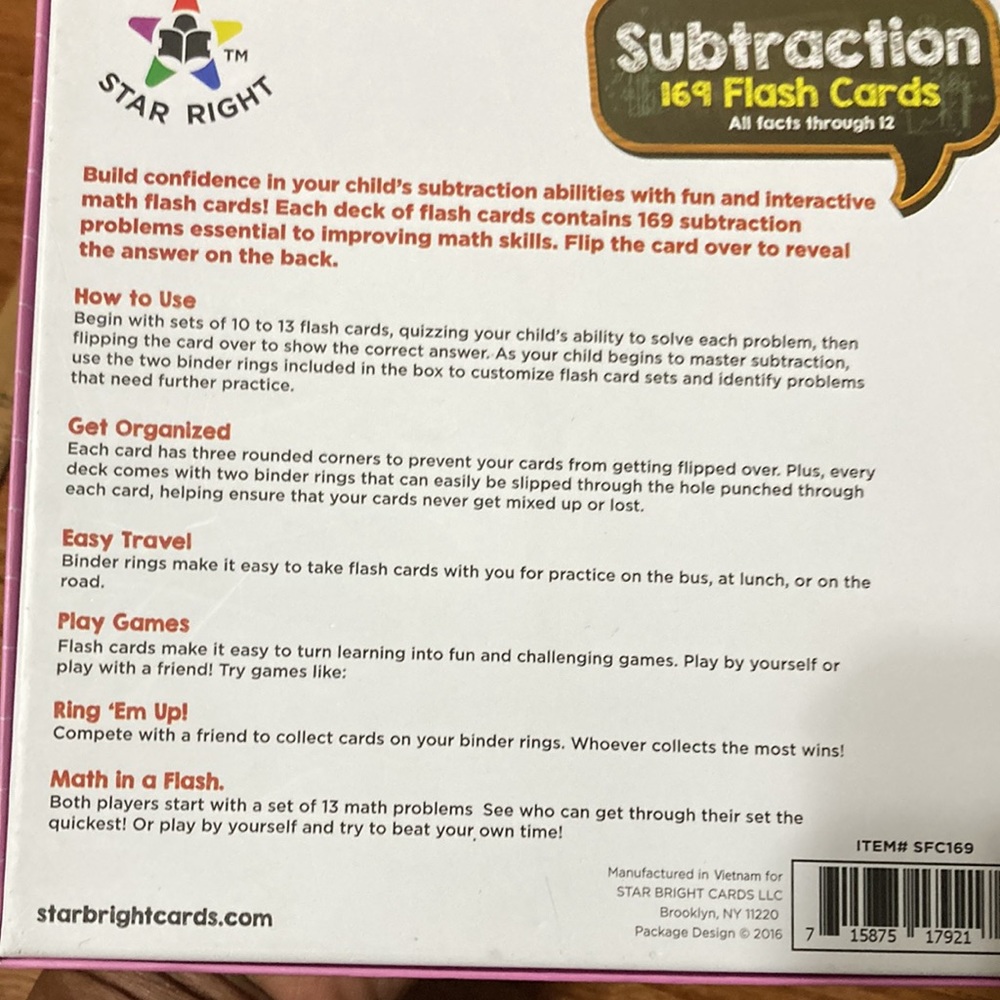 Subtraction Flash Cards - Picture 4 of 5